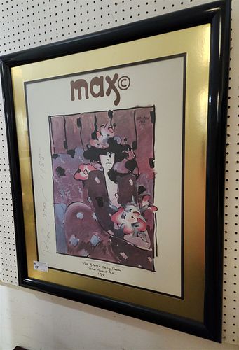 FRAMED LITHO "BROWN LADY ROOM" PALM BEACH FLA. 1978 SGND PETER MAX 1988 28" X 22-1/4"