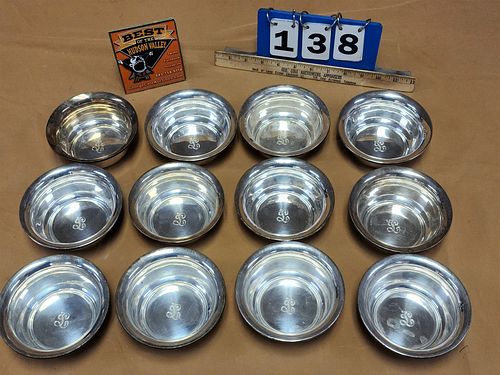 LOT 12 TOWLE STERLING BOWLS 2"H X 5" DIAM. 42.51 OZT