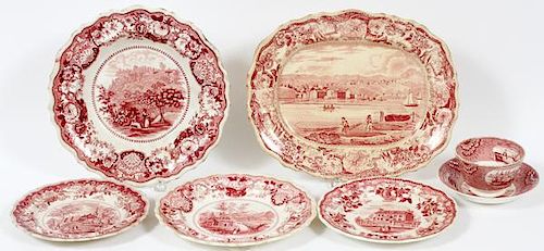 TRANSFER-DECORATED STAFFORDSHIRE POTTERY GROUP