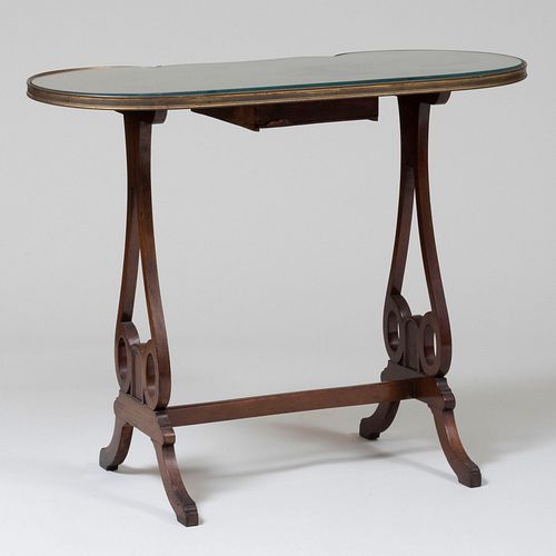 Directoire Style Brass-Mounted Mahogany Table a Rognon