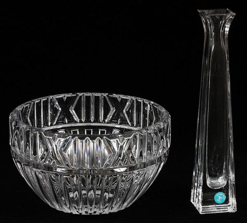 TIFFANY & CO. CRYSTAL BOWL AND BUD VASE TWO PIECES