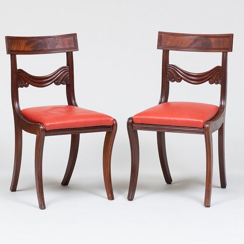 Two Classical Revival Mahogany Side Chairs, Boston