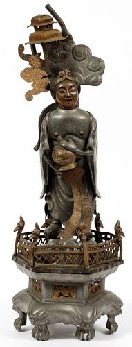 CHINESE PEWTER SCULPTURE