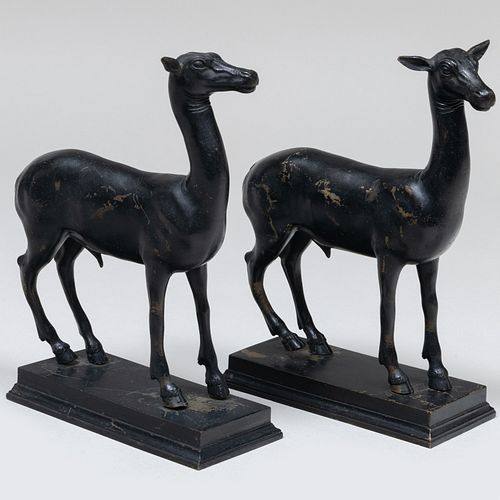 Pair of Small Bronze Deer, Possibly French