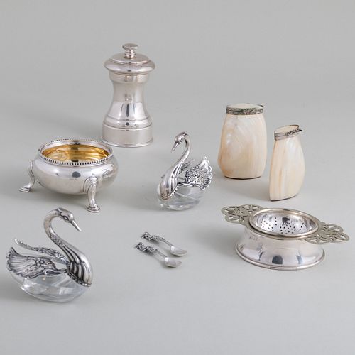 Group of English Silver and Other Condiment Wares