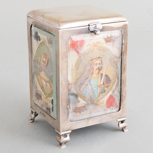 Edward VII Silver and Glass Playing Card Box