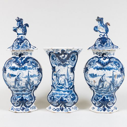 Delft Blue and White Three-Piece Garniture
