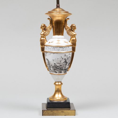 Paris Porcelain Vase Mounted as a Lamp