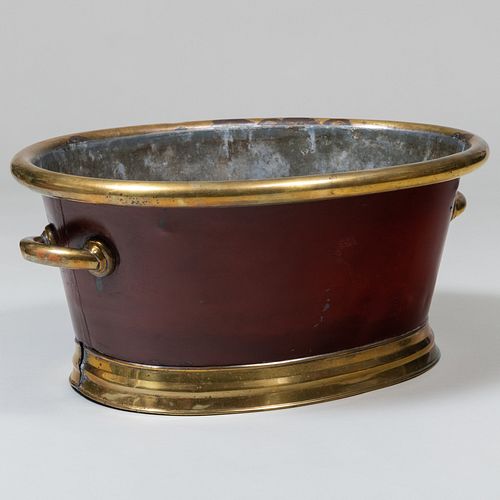 George IV Painted T√¥le and Brass Two Handled Wine Cooler