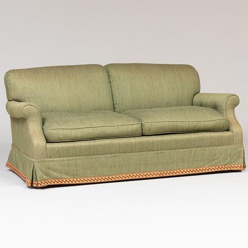 Contemporary Green Linen Two Seat Sofa