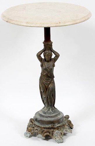 FIGURAL MARBLE TOP END TABLE