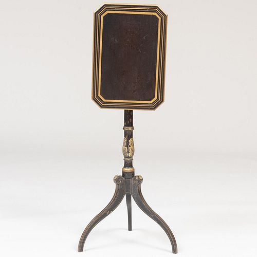 Regency Style Black Painted and Parcel-Gilt Tilt-Top Table        