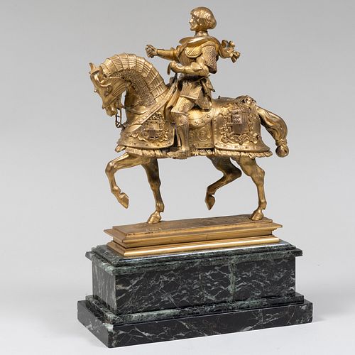 After Antoine Louis Barye (1796-1875): Knight on Horseback     