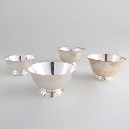 Group of Three American Small Silver and a Silver Plate Revere Bowls 