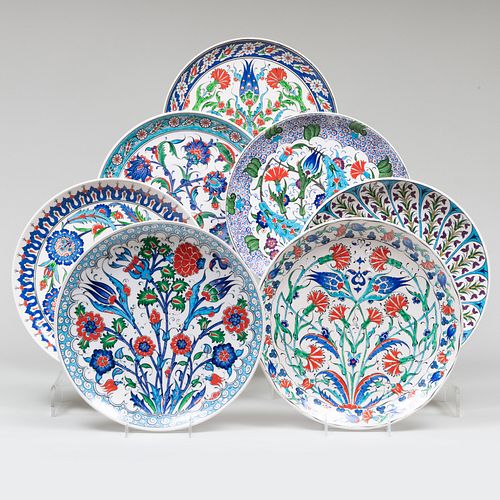 Group of Seven Iznik Style Porcelain Plates