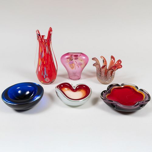Group of Six Contemporary Glass Vessels