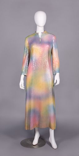 MALCOLM STARR SEQUIN ENCRUSTED EVENING DRESS, USA, c. 1970