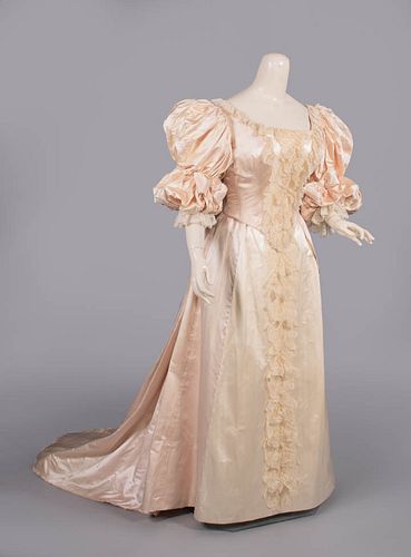 AESTHETIC MOVEMENT EVENING GOWN, BRUSSELS, c. 1893