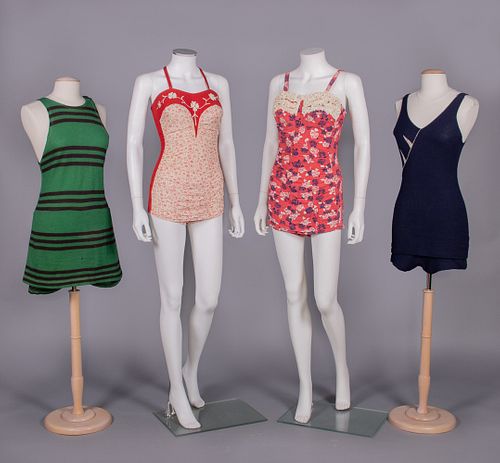 FOUR BATHING SUITS, 1930-1950s