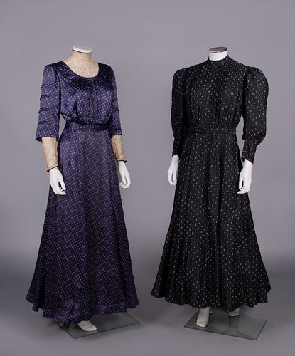 TWO RESIST DYED DAY DRESSES, c. 1910