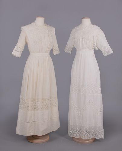 TWO CHEMICAL LACE TEA DRESSES, 1910s