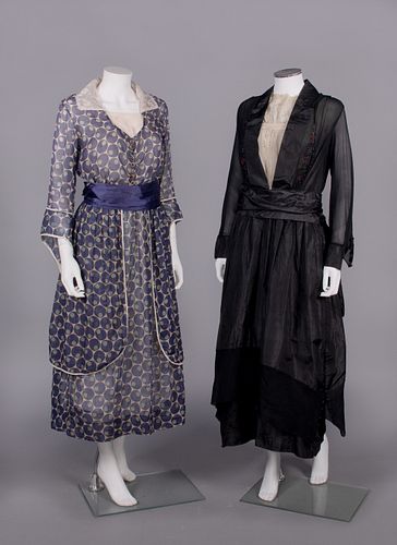 TWO SILK OR COTTON DAY DRESS, LATE 1910s