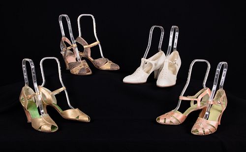 FOUR PAIRS DAY & EVENING PUMPS, USA, MID 1930s