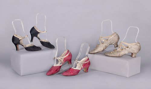 THREE PAIRS EVENING SHOES, USA, LATE 1910s-EARLY 1930s