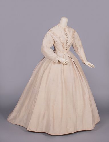 COTTON & SILK DAY DRESS, EARLY 1860s