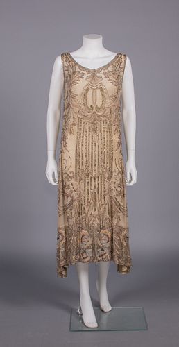 BEADED SILK EVENING DRESS, EARLY 1920s