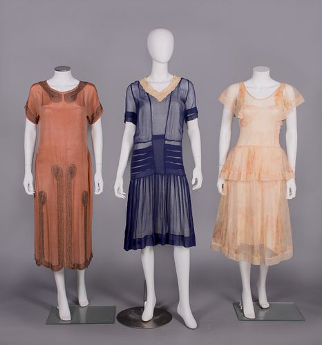 THREE PARTY OR DAY DRESSES, 1920-1930s