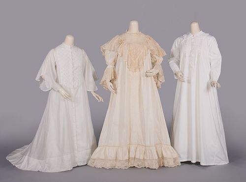 THREE NIGHT OR BOUDOIR GOWNS, LATE 19TH-EARLY 20TH C