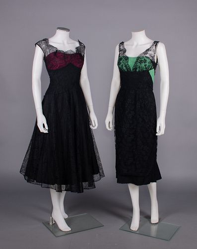 TWO CEIL CHAPMAN PARTY DRESSES, USA, LATE 1940s
