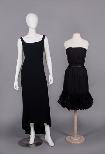 TWO BLACK EVENING & COCKTAIL DRESSES, USA, 1960-1970s