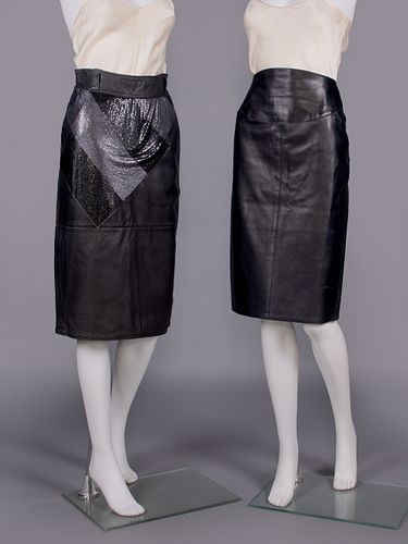 CHANEL & VERSACE LEATHER SKIRTS, FRANCE & ITALY, LATE 20TH C
