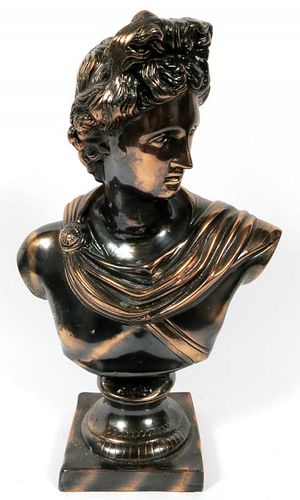 COPPER CLAD BUST OF ROMAN SOLDIER