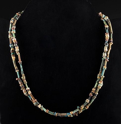 Egyptian Glazed Faience Bead Necklace, Double Strand