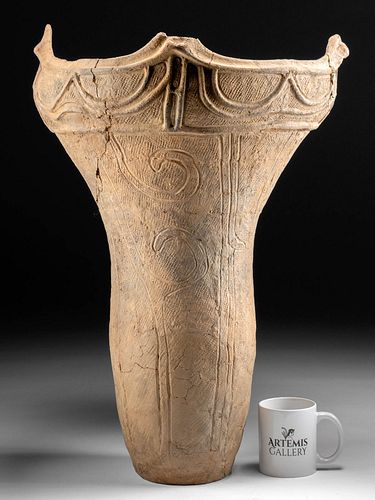 Tall Ancient Japanese Jomon Pottery Jar, TL Tested