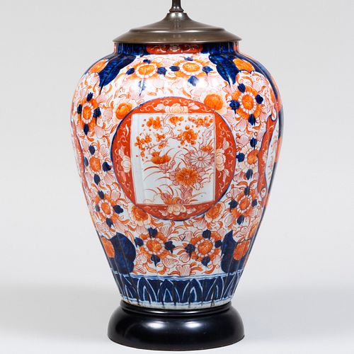 Japanese Imari Porcelain Jar Mounted as a Lamp
