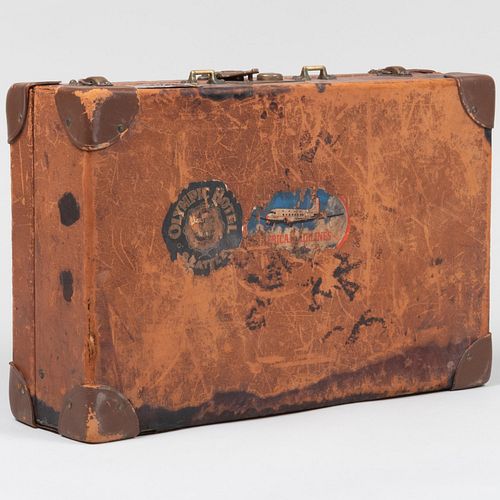 Louis Vuitton Brown Calf Leather Suitcase, Mid-20th Century for