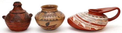 MEXICAN POLYCHROME POTTERY VESSELS 3 PIECES