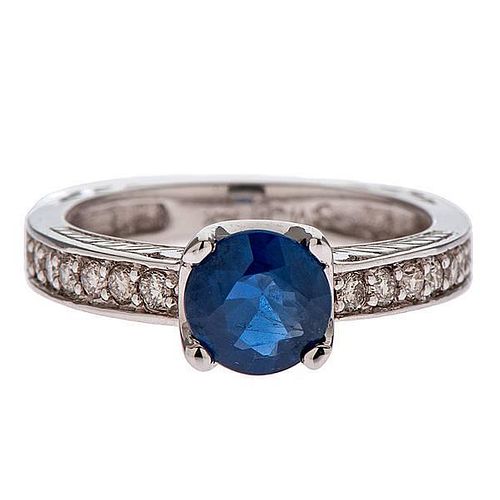 Sapphire and Diamond Fashion Ring in 14 Karat White Gold 
