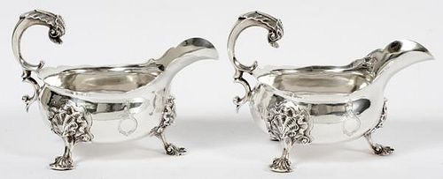 ENGLISH STERLING GRAVY BOATS EARLY 19TH CENTURY