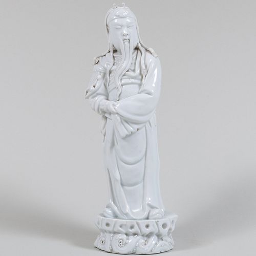 Chinese White Glazed Porcelain Figure of an Immortal