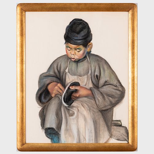 20th Century School: Chinese Man in a Hat; and Seated Boy