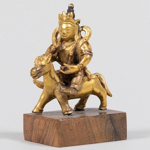 Chinese Gilt-Bronze Immortal atop a Horse 
