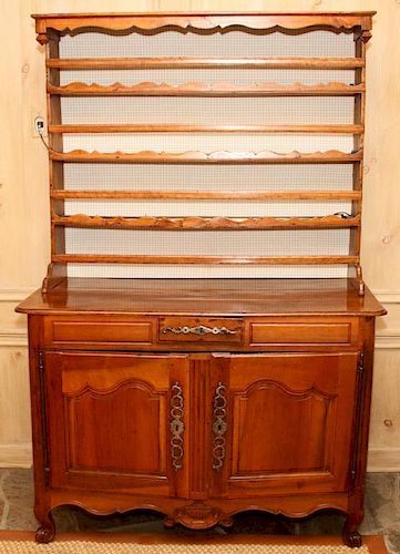 COUNTRY FRENCH CARVED WALNUT HUTCH