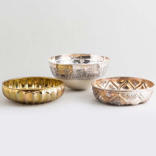 Group of Persian Silver Metal Bowls
