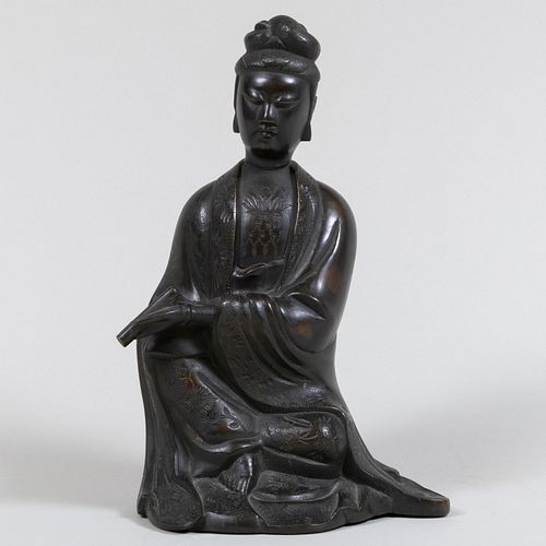 Chinese Bronze Figure of Seated Guanyin