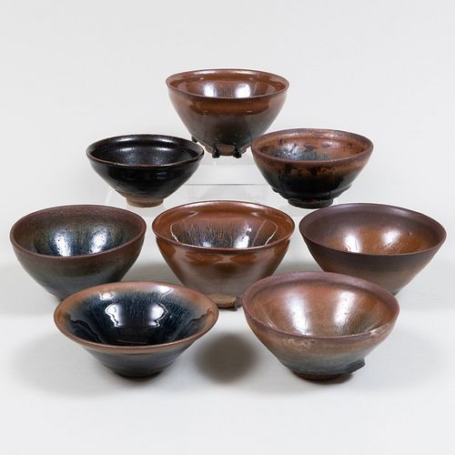Group of Eight Japanese Glazed Earthenware Teabowls